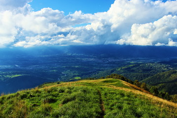 beautiful landscape with cloud and blue sky Particular landscape with the effect of the sun