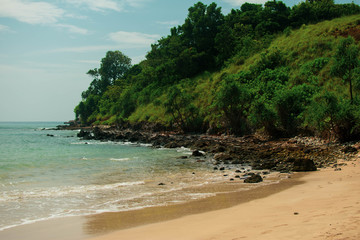 Rocky landscape on a tropical beach in Thailand