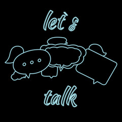 Let's Talk neon signs vector. Let's Talk text Design template neon sign, light banner, neon signboard, nightly bright advertising, light inscription. Vector illustration