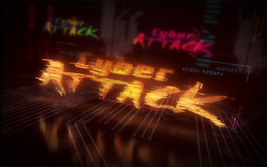 Cyber attack futuristic illustration cyberpunk style
