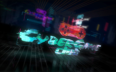 Cyber game club futuristic illustration cyberpunk style