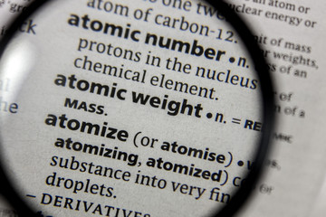 The word or phrase atomic weight in a dictionary.