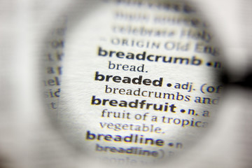 The word or phrase Breaded in a dictionary.