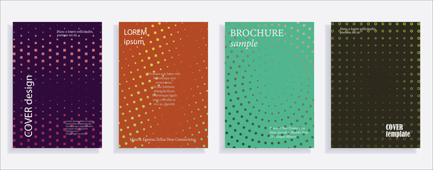 Minimalistic cover design templates. Layout set for covers of books, albums, notebooks, reports, magazines. Star, dot halftone gradient effect, flat modern abstract design Geometric mock-up texture