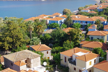 Fototapeta na wymiar view of town of lesvos greece