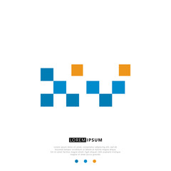 XV X V Logo Monogram with Blue and yellow Colors. modern letter logo design