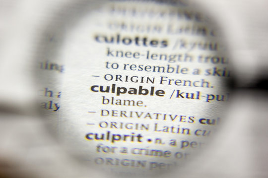 The word or phrase Culpable in a dictionary.