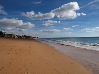 Beautiful long beach in Albufeira in Portugal