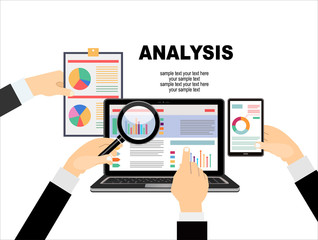 Flat design illustration concepts for business analysis and planning, financial strategy, consulting,project management and development. Concept to building successful business