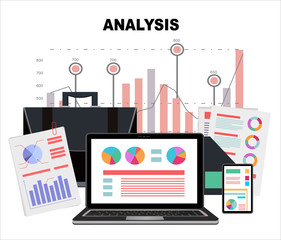 Flat design illustration concepts for business analysis and planning, financial strategy, consulting,project management and development. Concept to building successful business