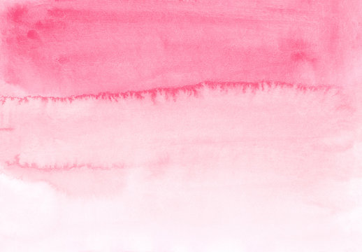 Abstract pink ombre watercolor background with stains and washes Gradient Soft paint texture Hand drawn
