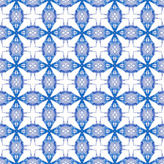 Red blue geometric seamless pattern. Hand drawn wa