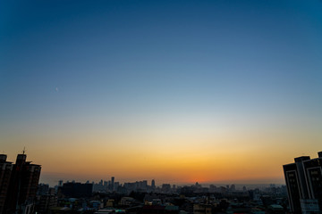 Taichung city skyline in sunset time with colourful sky background