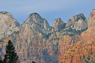 Winter, landscape of cliff, Zion National Park, Utah, USA