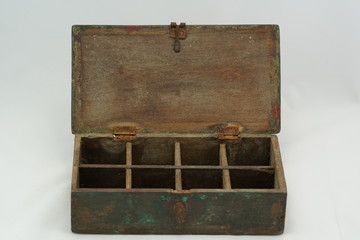 Very old wooden box with metal lock