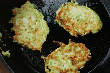 Delicious zucchini cutlets in a frying pan