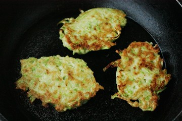 Delicious zucchini cutlets in a frying pan