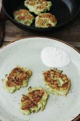 Delicious zucchini cutlets with sour cream macro 