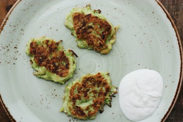 Delicious zucchini cutlets with sour cream macro 