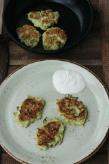Delicious zucchini cutlets with sour cream macro 