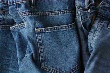 Beautiful blue jeans with pockets close up