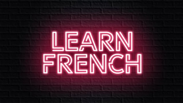 red neon video animation learn french