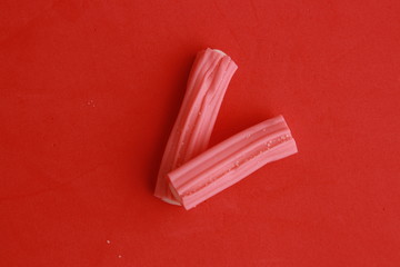 pink and white jelly licorice
