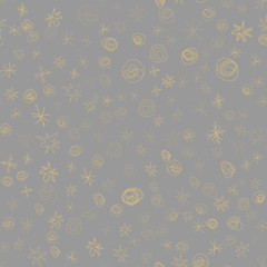 Hand Drawn red Snowflakes Christmas Seamless Patte