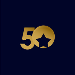 50 Years Anniversary Star Ball Gold Celebration Vector Template Design Illustration