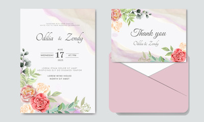 luxury and beauty floral wedding invitation template