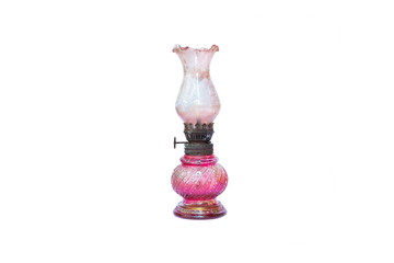 pink glass antique lantern isolated
