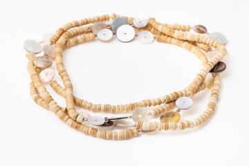 coiled African necklace from natural bone beads