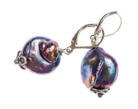 Earrings From Natural Baroque Pearls Isolated