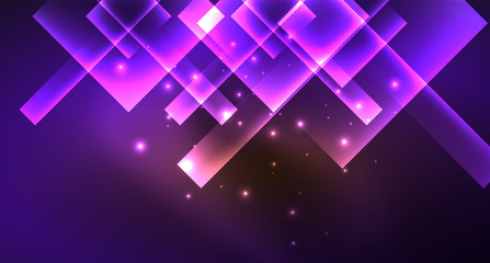 Obraz premium Shiny neon design square shape abstract background. Retro vector abstract design banner template