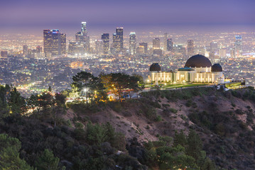 Los Angeles, California, USA downtown skyline from Griffith Park