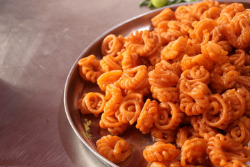 Traditional Indian street food. Sweet food, food with spice