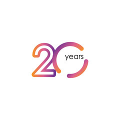 20 Years Anniversary Color full elegant Celebration Vector Template Design Illustration