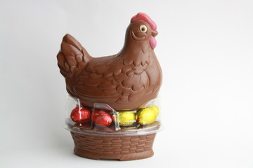 chocolate hen laying easter eggs