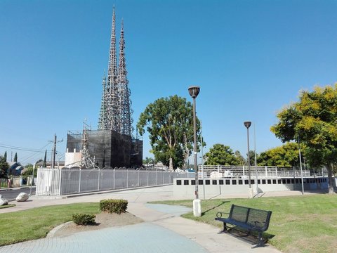 Los Angeles, California – September 10, 2018: WATTS TOWERS by Simon Rodia, architectural structures, located in Simon Rodia State Historic Park, LOS ANGELES