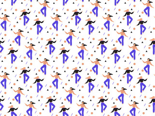 Fototapeta na wymiar Modern hipster pattern retro man bright colors seamless pattern. Repeating texture, endless background. Vector illustration