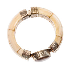 antique camel bone bracelet with stone insert