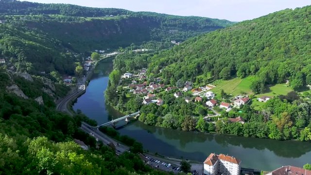 view of mountains and lake in France