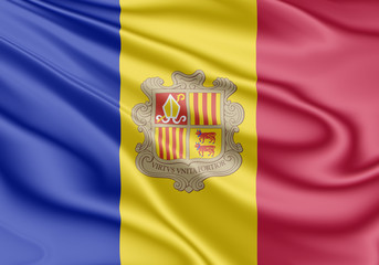 Fototapeta premium Flag of Andorra fluttering in the wind