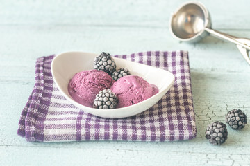 Bowl of blackberry ice-cream