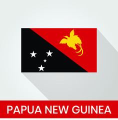 Flag of The Papua New Guinea With Shadow