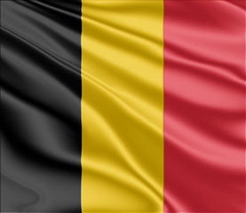 Flag of Belgium fluttering in the wind