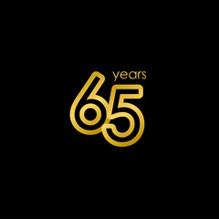 65 Years Anniversary elegant Gold Celebration Vector Template Design Illustration