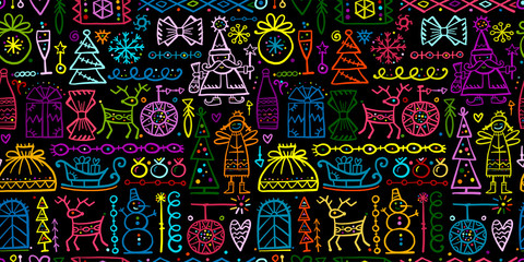 Christmas seamless background, sketch for your design