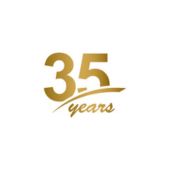 35 Years Anniversary elegant Gold Line Celebration Vector Template Design Illustration