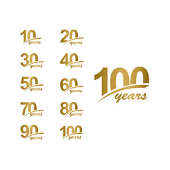100 Years Anniversary elegant Gold Line set Celebration Vector Template Design Illustration - obrazy, fototapety, plakaty